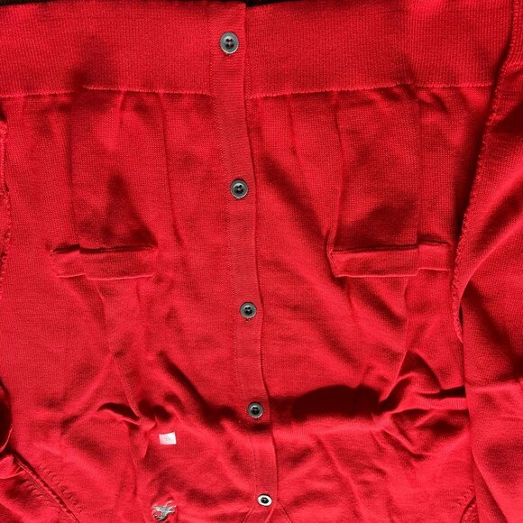 Mens Express Button Down Cardigan Red Knit Sweater Size XL Pockets u - Picture 5 of 8